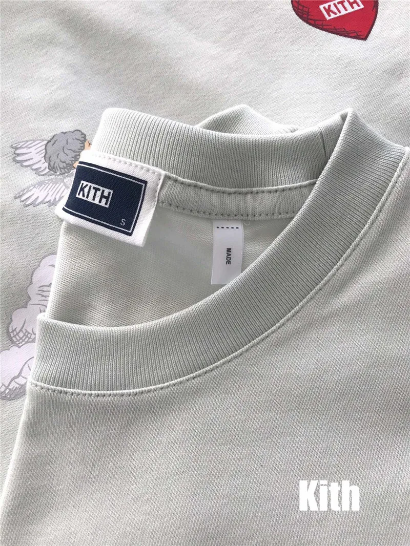 

2021SS Kith Cupid T-shirt Men Women 1:1 High Quality Cupid's Heart KITH Tee Heavy Fabric Short Sleeve Tops Inside Tag Label