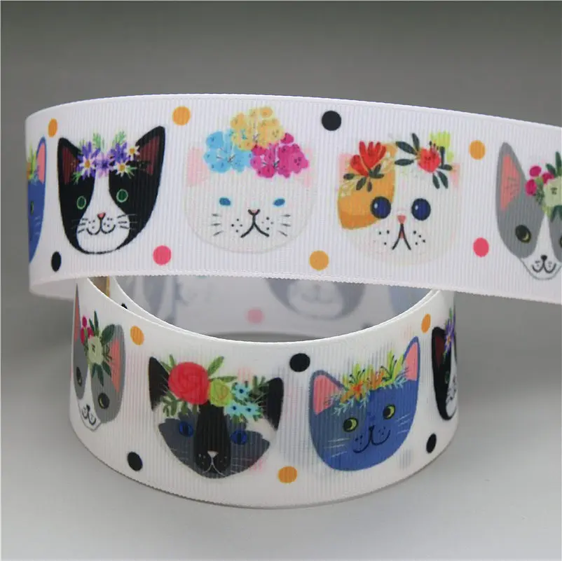 DHK 1.5'' 5yards fox cat animals printed grosgrain Ribbon Accessory hairbow headwear decoration DIY Wholesale 38mm E1615