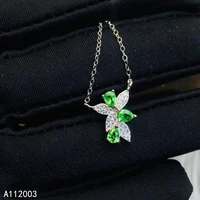 kjjeaxcmy fine jewelry 925 sterling silver inlaid natural tsavorite female pendant necklace luxury support test