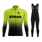 Зима 2022, трикотажный комплект для велоспорта Strava, Мужской флисовый костюм для гоночного велосипеда, велосипедная одежда для горного велосипеда, теплая одежда для велоспорта