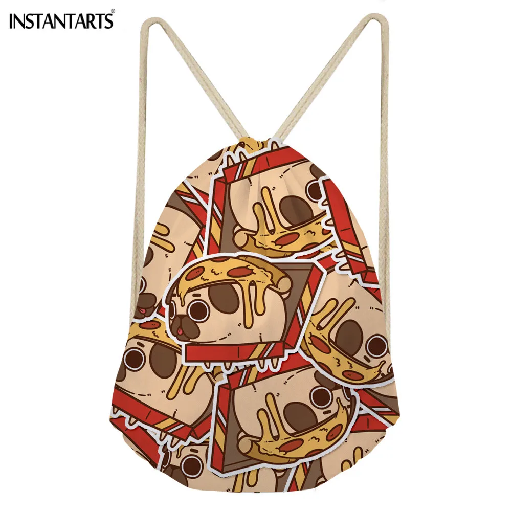 INSTANTARTS Cute Funny Pug Pupies Pattern Small Drawstring Bags Boys Girls Gym Bag Fashion Running Cycling Sack Women Men | Спорт и