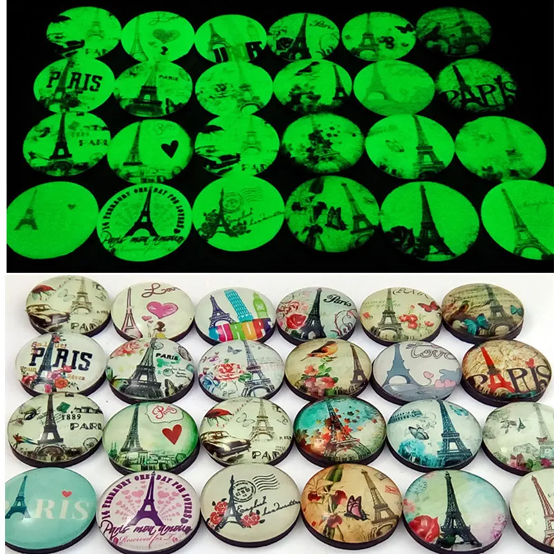 

25mm Luminous Refrigerator Sticker Tower Glow in the Drak Memo Sticker Time Gem Fluorescent Magnet Blackboard Sticker 10pcs