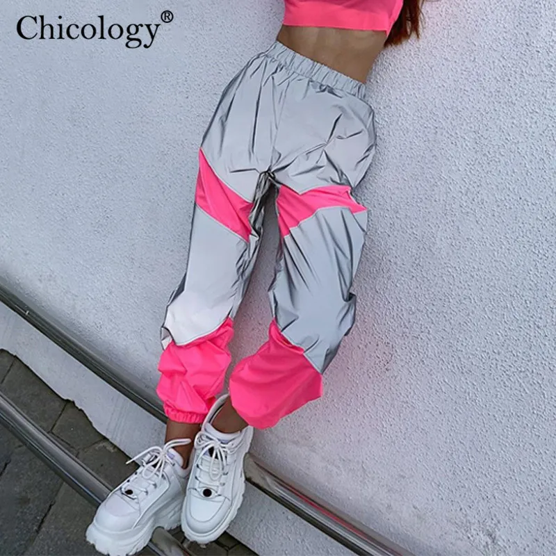 Женские длинные брюки с высокой талией Chicology flash Клубные Вечерние со