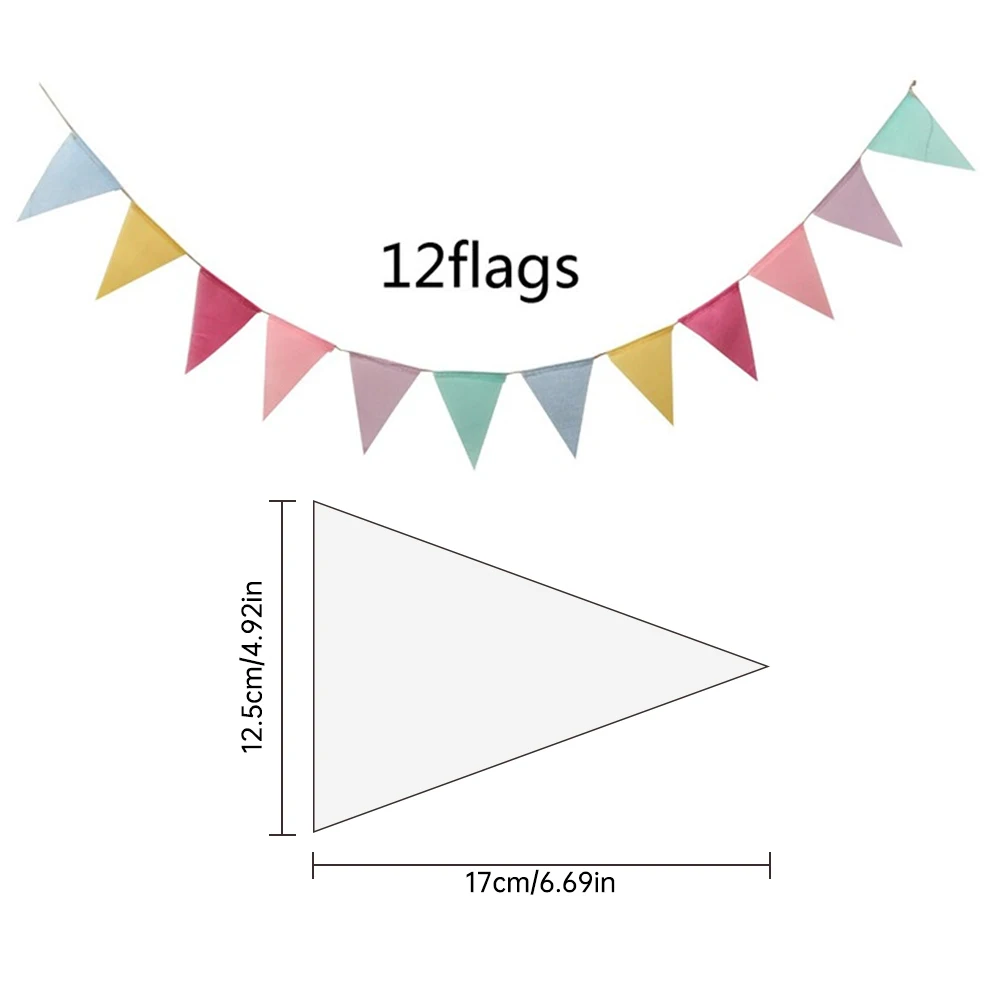

4M Colorful Linen Flags Pennant Birthday Bunting Banners Wall Hanging Wedding Hanging Banner Party Garland For Home Garden Decor