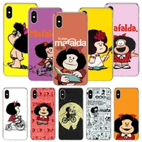 mafalda cartoon phone case for iphone 11 12 13 pro xs xr x max 7 8 6 6s plus mini 5 se pattern customized coque cover capa