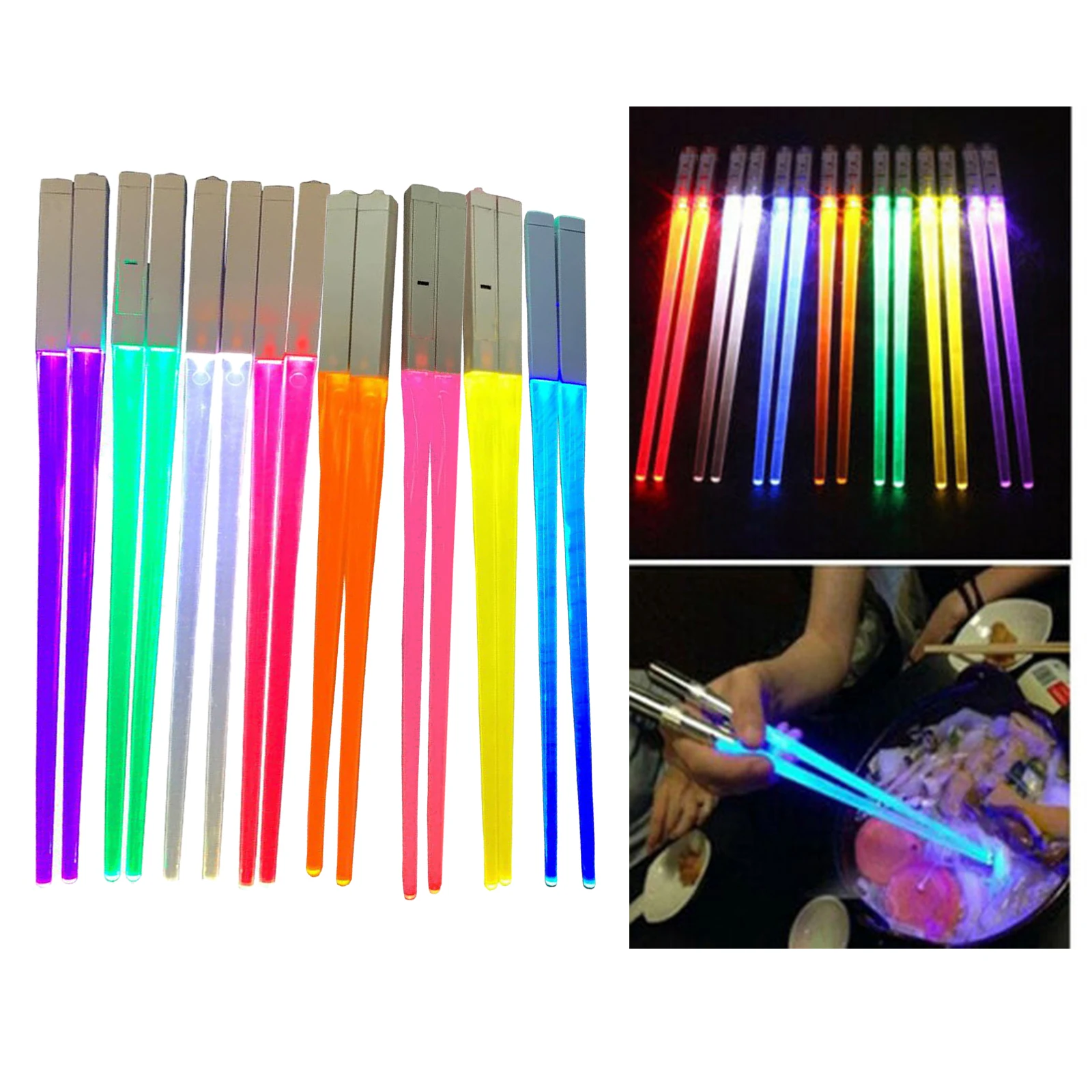 

Chopsticks Light Up LED Glowing Light Saber Chop Sticks Reusable Sushi Lightup Sabers Chopstick Set of 1 Pairs