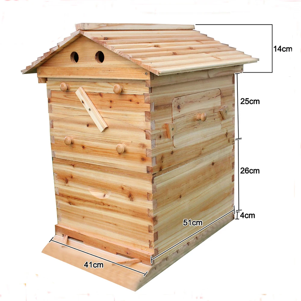 

Automatic Wooden Bee Hive House Wooden Bees Box Beekeeping Equipment Beekeeper Tool for Bee Hive Supply 66*43*26cm High Quality