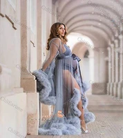womens feather edge tulle illusion long bridal robe wedding scarf new custom made