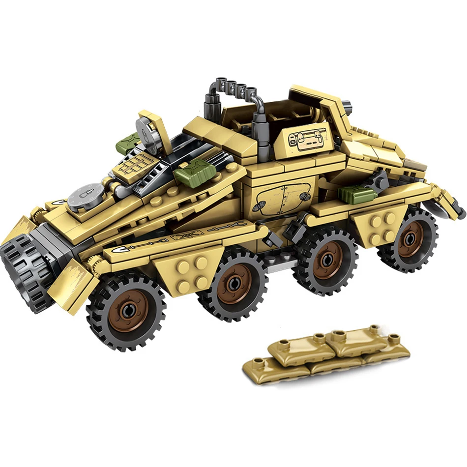 395 шт. Детский конструктор бронированный автомобиль с артиллерией|Блочные