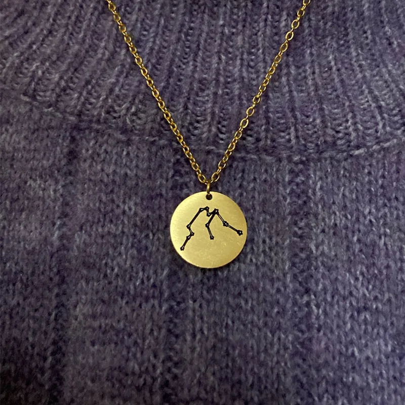 Star Zodiac Sign 12 Constellation Necklaces For Women Men Kids Chain Aries Leo Taurus Gemini Cancer Choker Birthday Gifts
