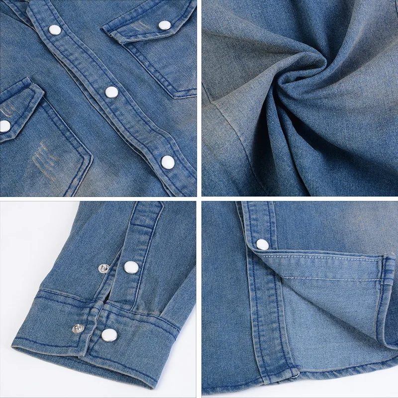 MJARTORIA джинсовая рубашка мужская хлопковая модная Осенняя тонкая ковбойская с