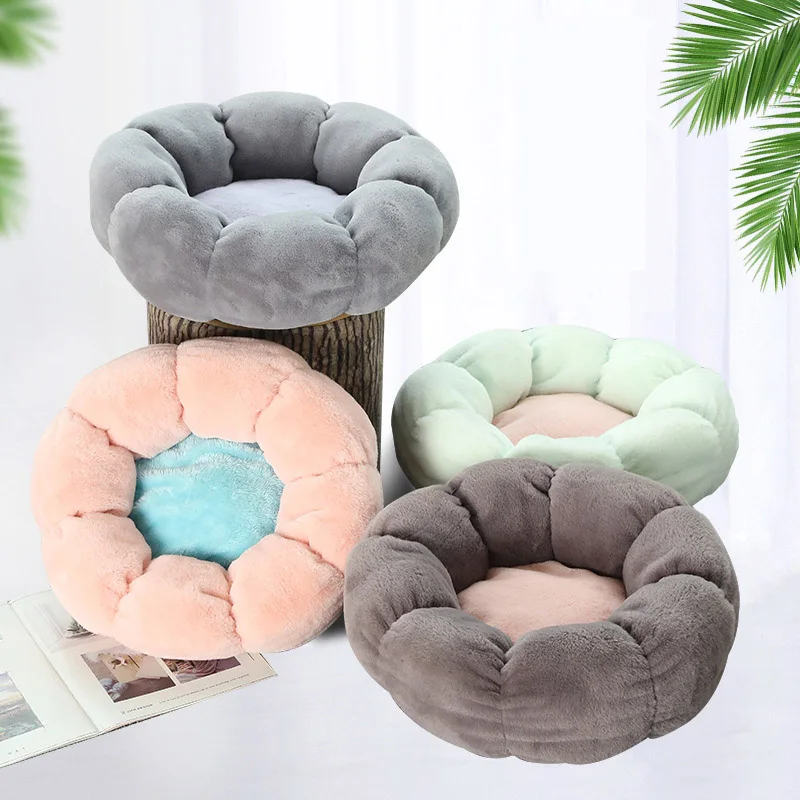 

Flower Shaped Cat Bed Indoor Cozy Pet Beds Ultra Soft Plush Sunbed Warm Self-Warming House Sleeping Bag Cushion Mat Dog Basket