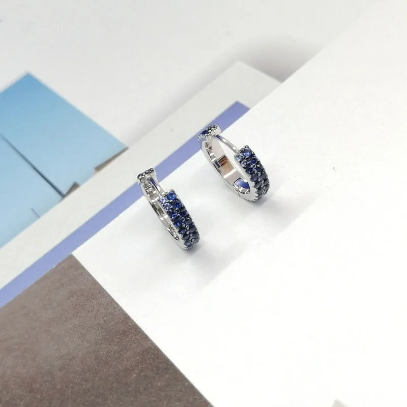 Женские серьги-кольца из серебра 925 пробы 2 ряда | Украшения и аксессуары