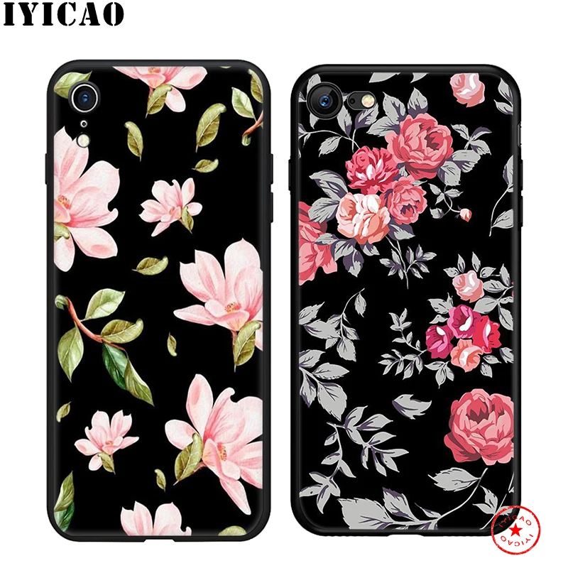 IYICAO Винтажный Розовый Мягкий чехол с цветочным рисунком для iphone 11 Pro Xr Xs Max 6 6s 7 8 Plus