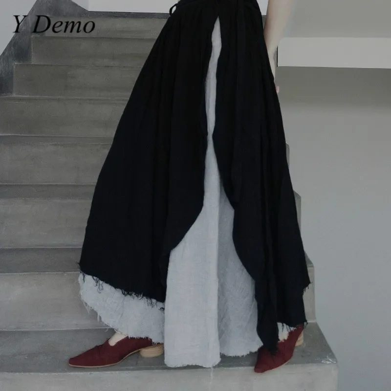 Женская юбка до щиколотки с высокой талией и кисточками|Женские юбки| |