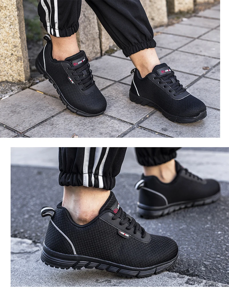 LARNMERN Women's Work Safety Shoes Steel Toe Lightweight Breathable Anti-Smashing Non-Slip Reflective Construction Sneaker