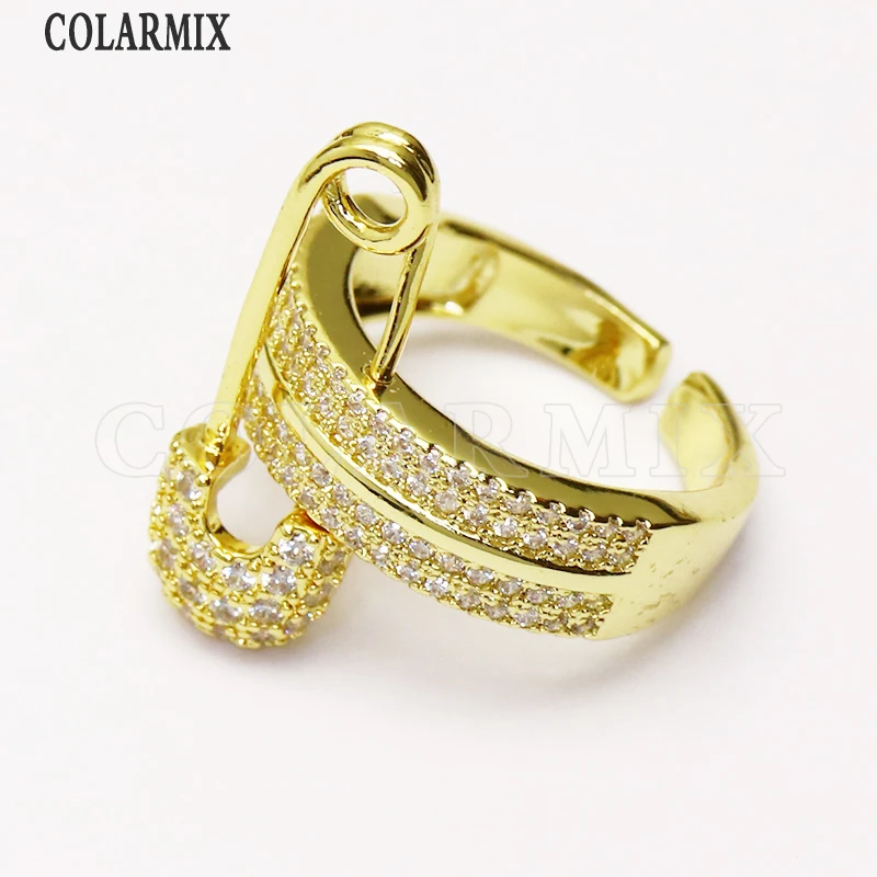 

8 Pieces Zirconia clasp rings for women jewelry clasp shape rings for women rings for women jewelry accessories 8167