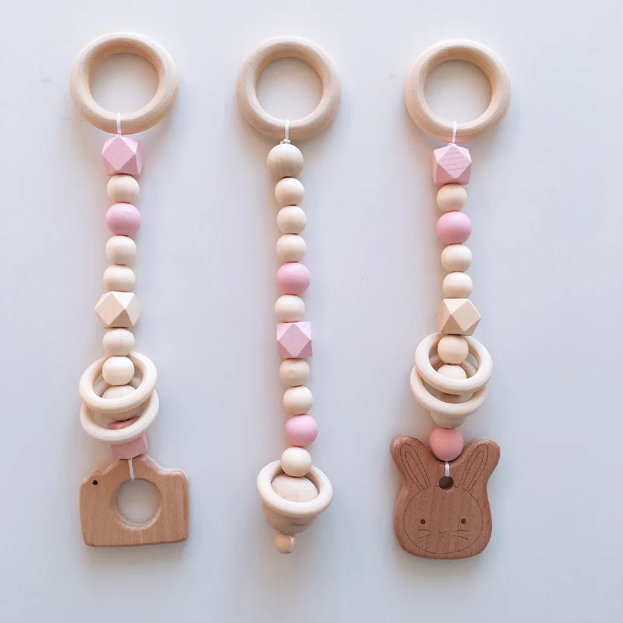 

3 Pcs/set Nordic Baby Gym Frame Game Pendants Sensory Nursery Ring-pull Toy Wooden Clothes Rack Kids Room Decoration Gifts