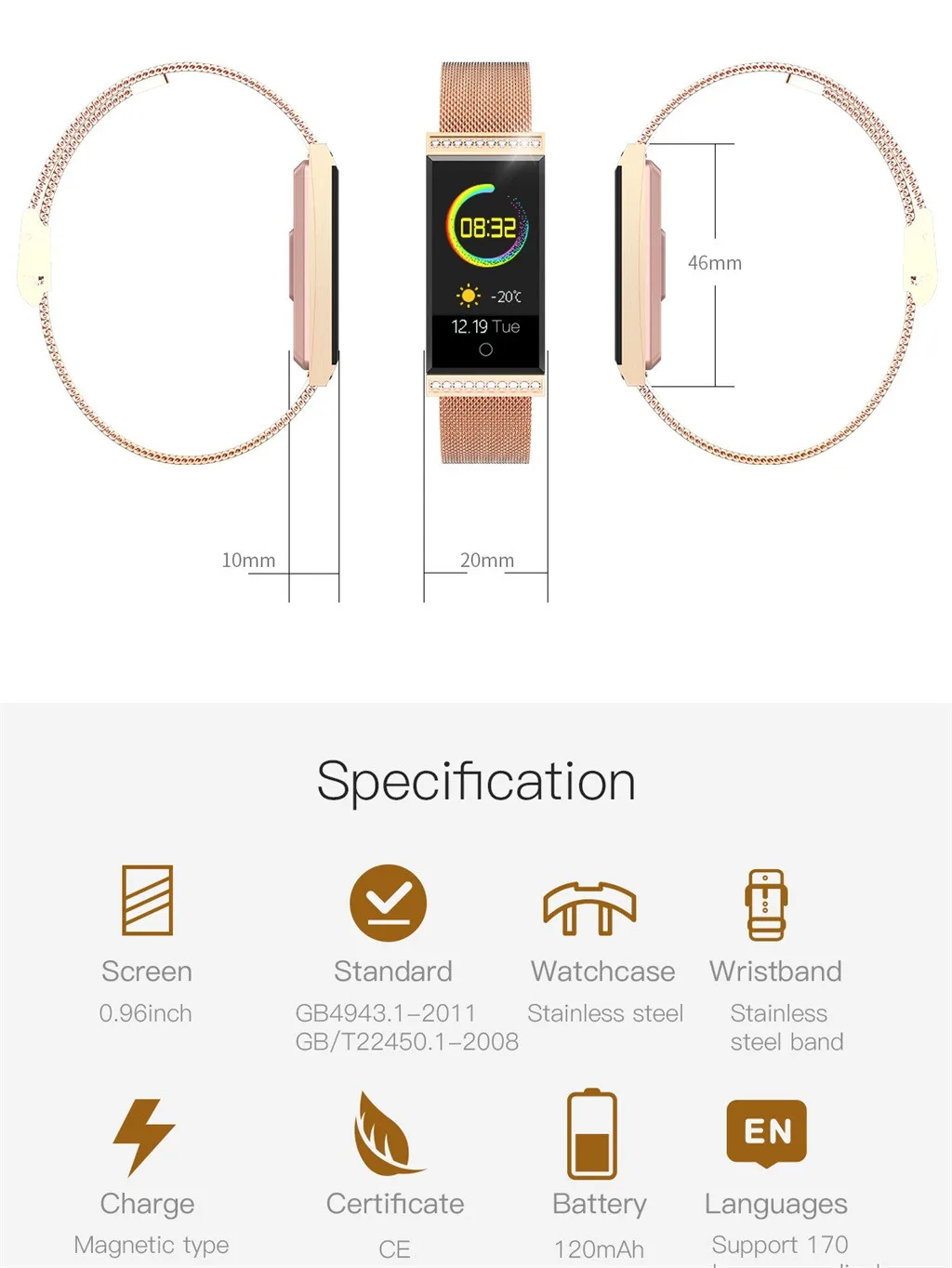 Oh My Golly Store 2019 IP68 Водонепроницаемый трекер монитор сердечного ритма мониторинг