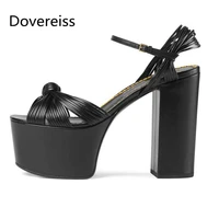 dovereiss 2022 fashion womens shoes summer new sexy consice buckle apricot waterproof party shoes chunky heels femmes sandales