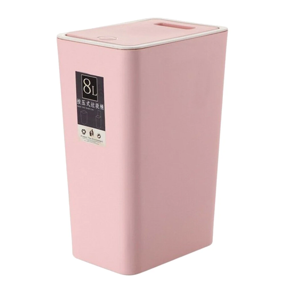 8L Plastic Trash Can Pressing Cover Home Kitchen Office Waste Bin HFing | Дом и сад