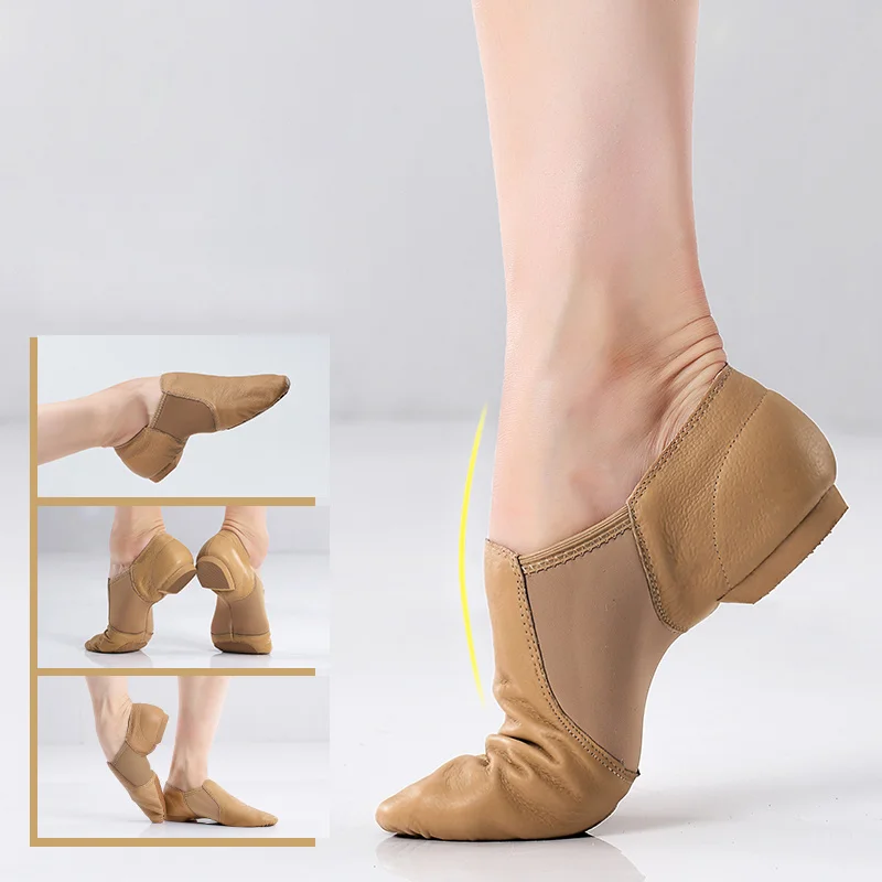 

Zapatos de baile de Jazz de cuero genuino para niñas y mujeres, zapatillas de Jazz de alta calidad con suela antideslizante,