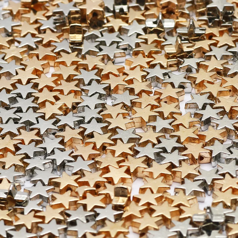

200pcs 6*6mm Mixed Gold Silver Color CCB Star Spacer Beads End Caps Beads For Jewelry Making Diy Bracelet Necklace Charm Beads