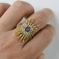 2pcs evil eye cz rings golden color for girls fashion jewelry open adjust rings