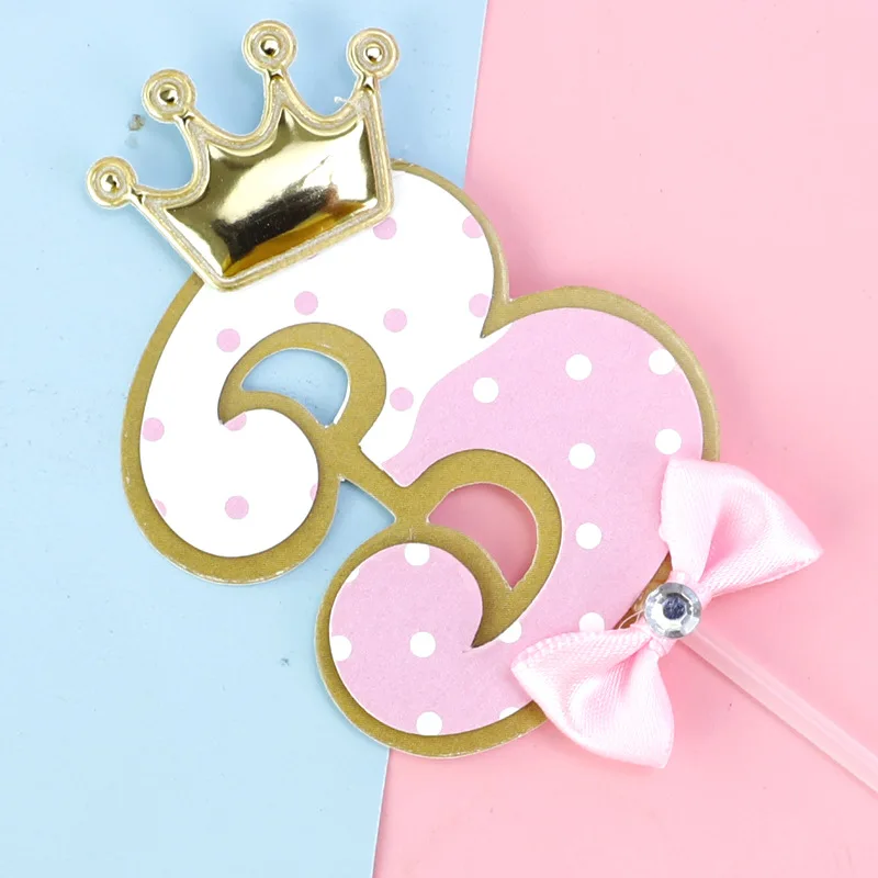 Новый Алмаз Топпер для торта С Днем Рождения розовая голубая 100 дней на возраст 1 2