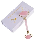 Роллер из розового кварца для похудения и лифтинга лица, массажный аппарат из натурального камня, зеленый нефритовый роллер с коробкой для массажа кожи