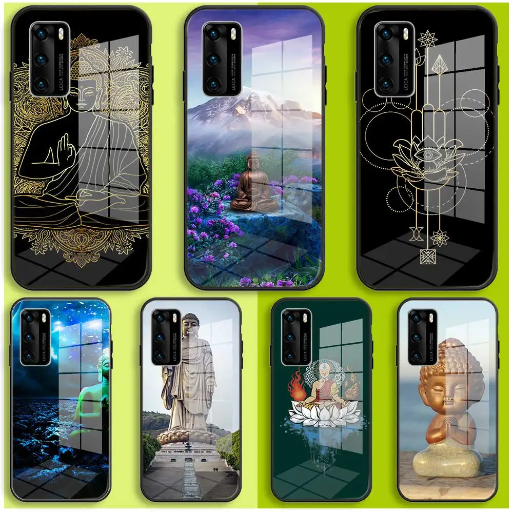 

Роскошный чехол Samsung для S21, S20, S11, Ultra 5G, S10, S9, S8 Plus, Lite, 10e, Fe, ТПУ, стеклянный, чёрный чехол Be Happy Little Buddha