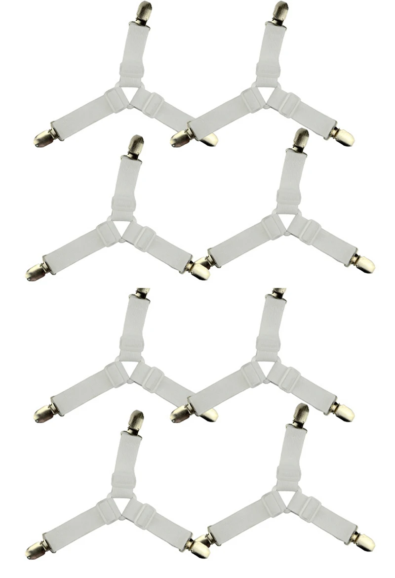 White 8pcs Регулируемые пластиковые простыни зажимы для матраца крышка с креплениями одеяла скатерти диван Чехлы Захваты крепления нескользящий ремень - Цвет: White 8pcs