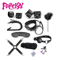pabokay sex handcuffs whip collar gag nipple clamps rope 10 pieces sm bondage set erotic sex toys for couples women