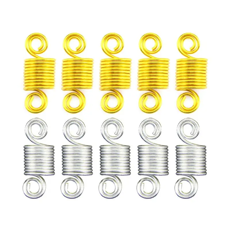 

100Pcs Aluminum Hollow Out Hair Coil Dreadlocks Braiding Rings Metal Cuffs Bead Crown Spiral Jewelry Hair Decorative Accessories