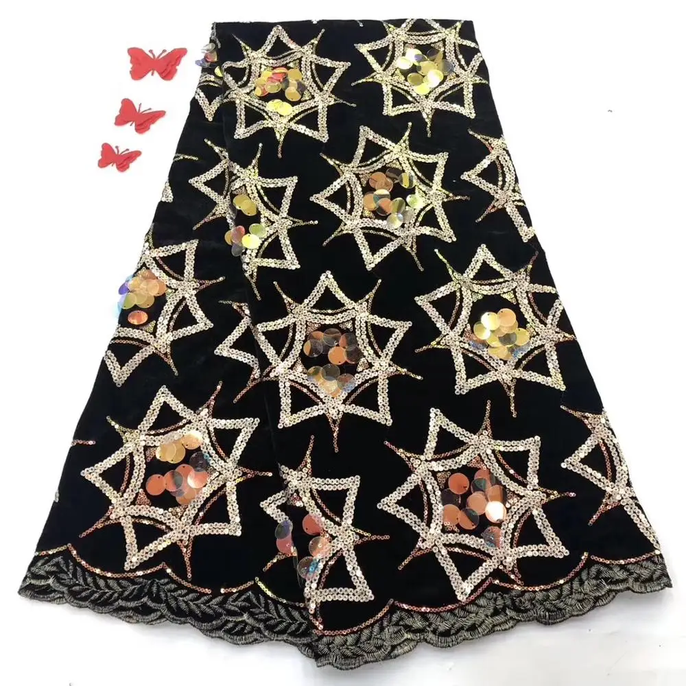 2019 африканская Высококачественная бархатная кружевная ткань с двойными