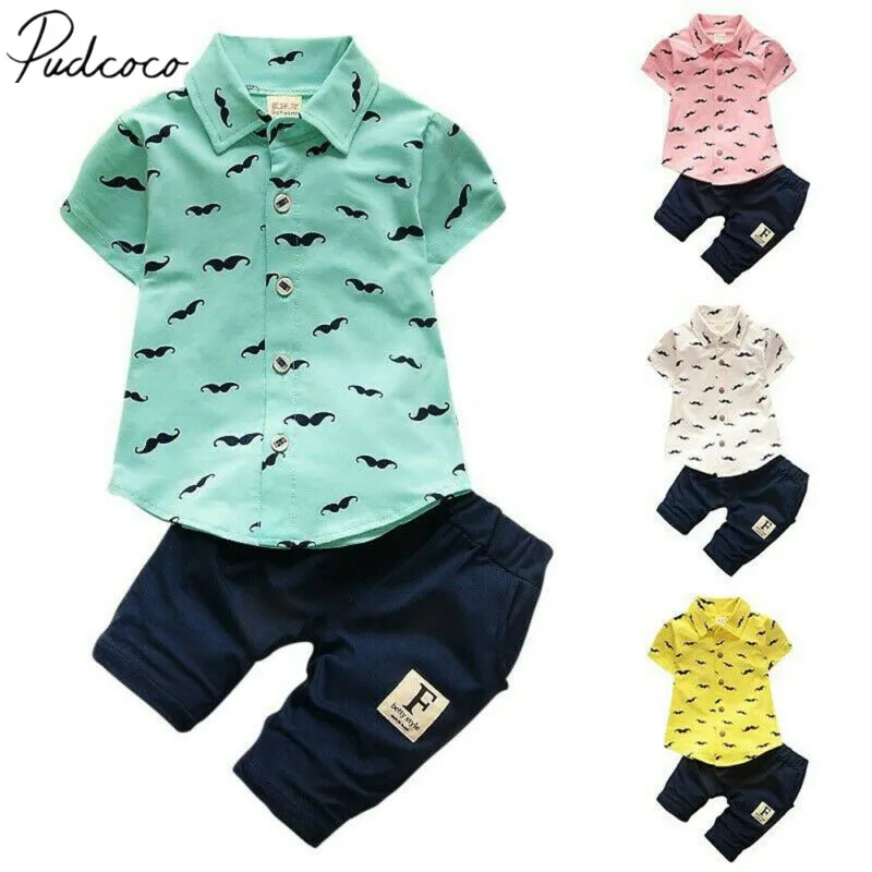 2019 Детская летняя одежда комплекты из 2 предметов Одежда для младенцев мальчиков