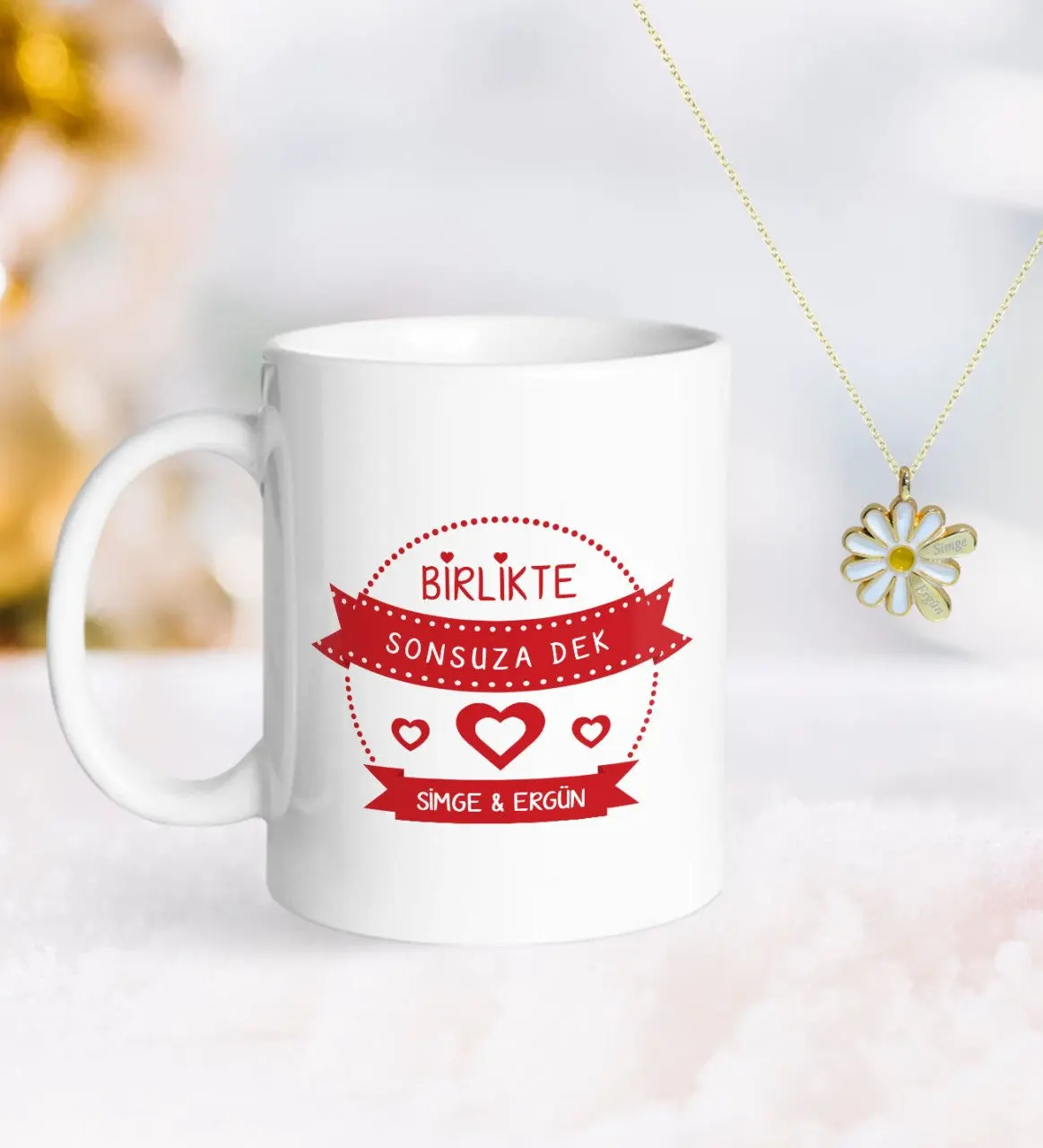 

Персонализированные ко Дню Святого Валентина кружка и двойной Дейзи Kolye-55