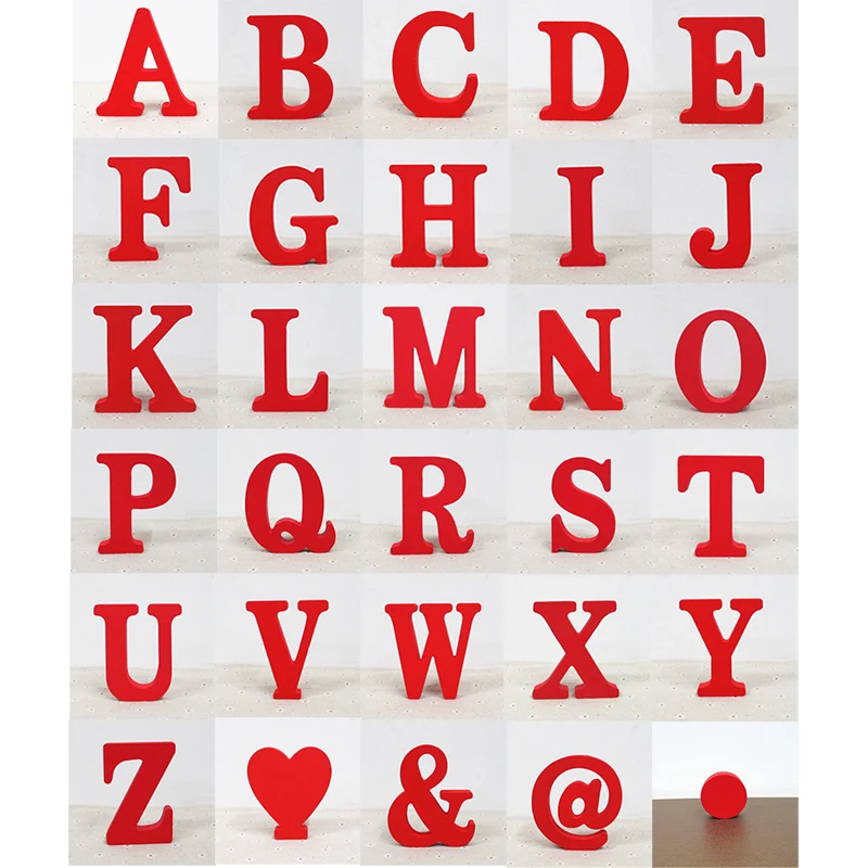 

1pc 10cm Red Wooden Letters Alphabet DIY Word Letter Christmas Party Wedding Home Decor Name Design Art Crafts Standing