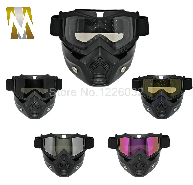 

New Arrival Motocross Goggles Detachable Mask Mouth Filter For Open Face Vintage Motorcycle Half Helmet
