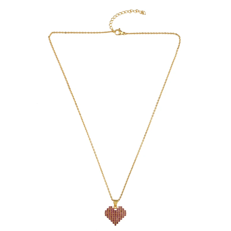 

Adjustable Heart Necklaces Pendants Inlaid Colorful Zirconia Temperament Clavicle Necklaces Fashion Jewelry Gifts for Women 2021