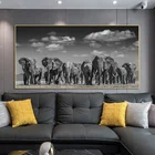 Современные плакаты и принты животных, Настенная картина на холсте, африканский слон, стадо, картины для гостиной, Куадрос, Декор без рамки