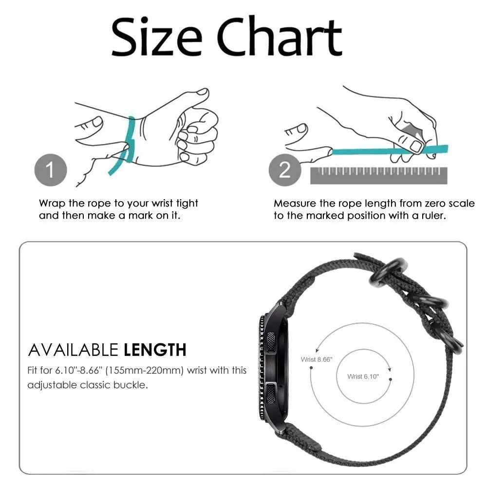 Ремешок нейлоновый для Samsung Galaxy watch 3 46 мм 42 active 2 40 44 Gear S3 спортивный браслет Huawei GT2