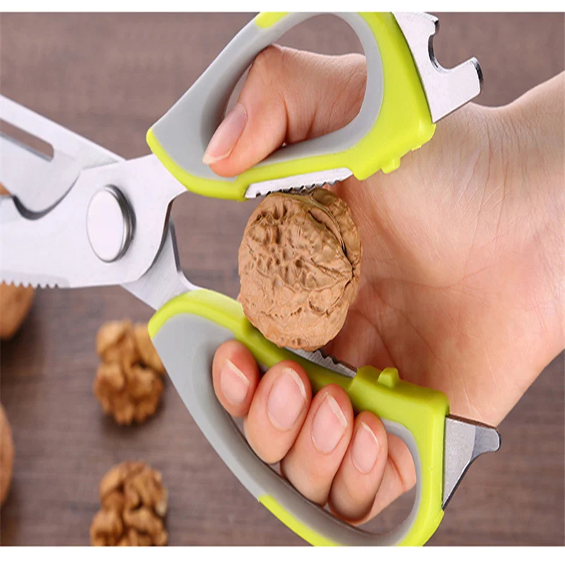 

Two-in-one multifunctional stainless steel kitchen scissors with magnetic strong chicken bone scissors refrigerator scissors