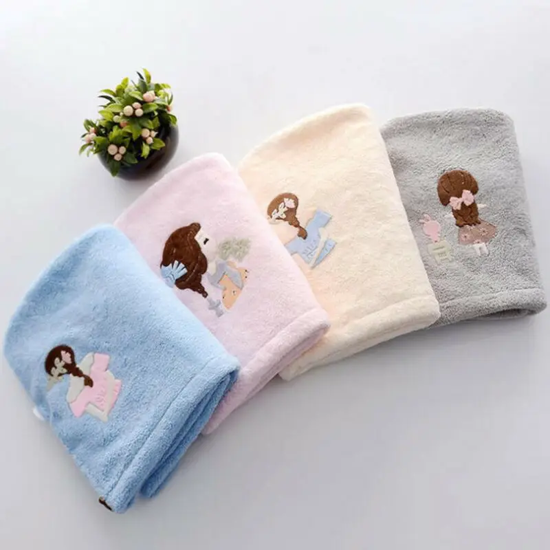 

Women Men Magic Hair Drying Towel Hat Cap Coral Fleece Microfiber Quick Dry Turban For Bath Shower Pool Salon Towel