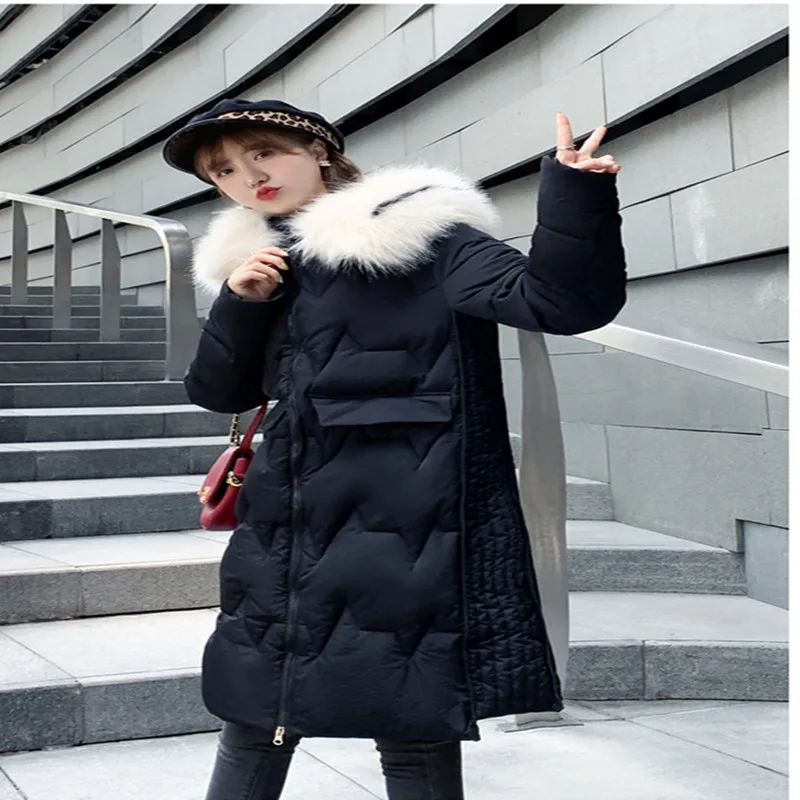 Женская парка с большим меховым воротником длинная велюровая капюшоном на