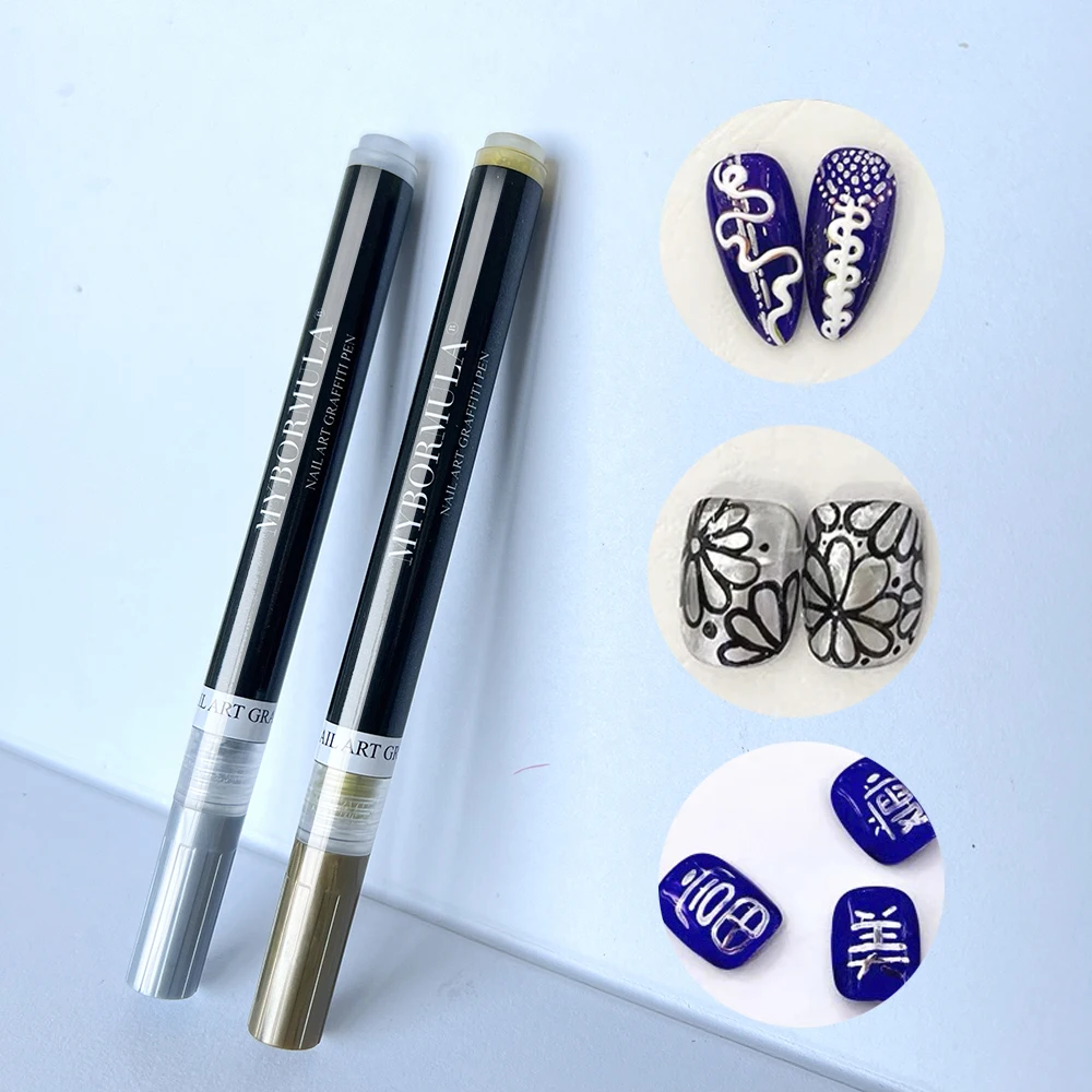 2шт / 4шт 0 5 мм Nail Art Pen Set для дызайну пазногцяў лайнер гель-лак інструменты