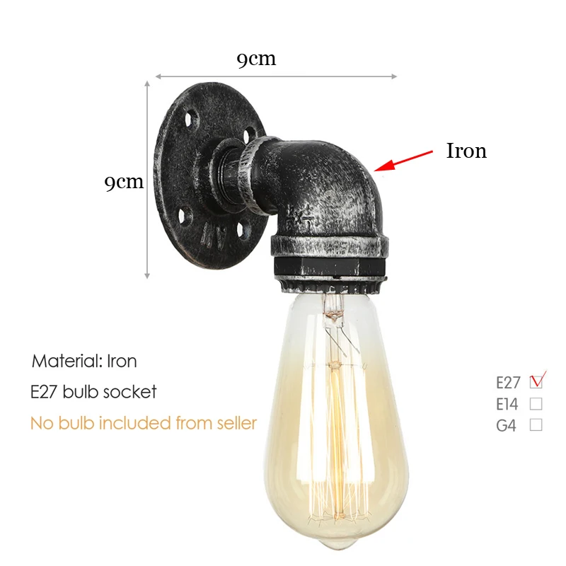 American Retro Loft Light Creative Bar Cafe Restaurant Wall Lamp Aisle Decoration Iron Pipe Industrial | Лампы и освещение