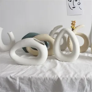 Скандинавская ваза для сушеных цветов, белое керамическое украшение для дома, Цветочная композиция для гидропоники, платье для дома, кафе, студии