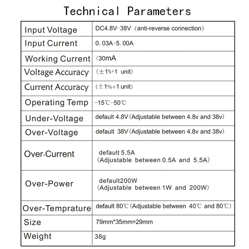 DC5 38V тестер аккумулятора вольтметр амперметр электронный монитор нагрузки