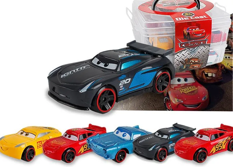 Дисней Diecasts игрушечный автомобиль Молния Маккуин костюм с шестью маленькими машинками Контейнер автомобиль набор легированная модель детские игрушки подарки